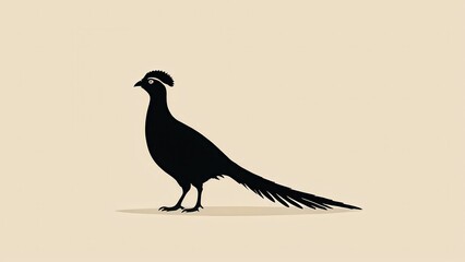 Obraz premium Minimalist pheasant silhouette captured on a beige background, ideal for art projects.