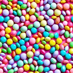 Obraz premium Seamless colorful chocolate candy pattern on white background