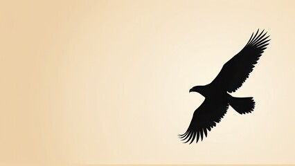 Fototapeta premium Elegant flying eagle silhouette with detailed wings, perfect for nature-themed designs.