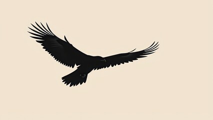 Fototapeta premium Elegant flying eagle silhouette with detailed wings, perfect for nature-themed designs.