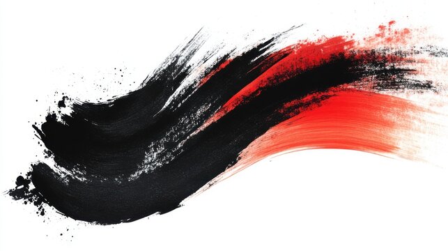 Dynamic black ink strokes with red accents abstract art contemporary studio colorful blend artistic expression