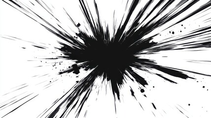 Obraz premium Dynamic sharp black scratch lines create starburst pattern on white background