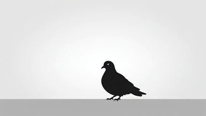 Obraz premium Silhouette of a bird on a post with a soft background, ideal for symbolic art.