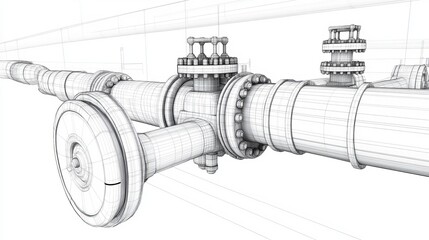 Business concept featuring an oil pipeline with a valve representing the petroleum industrys financial and economic aspects Polygonal wireframe design of fuel transportation Vector