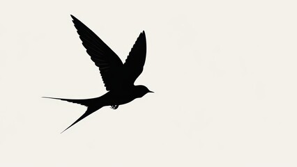 Minimalist swallow silhouette with wide wings and sharp tail, perfect for clean designs.