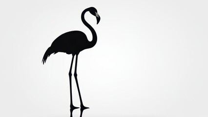 Flamingo captured in a striking black silhouette against a white background.