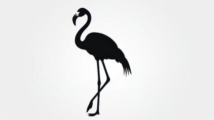 Obraz premium Flamingo captured in a striking black silhouette against a white background.