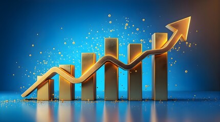 A bar graph with arrows showing economic growth and decline, isolated on white.