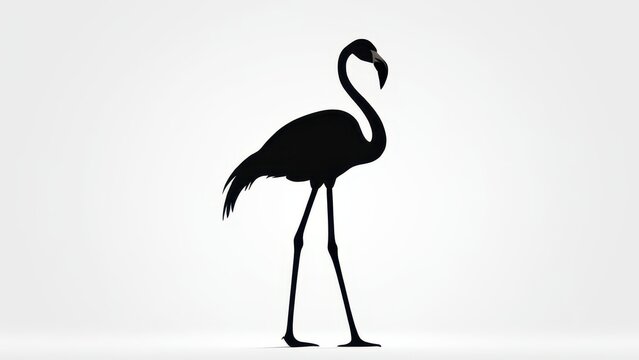 Graceful flamingo standing tall in a minimalist black silhouette design.