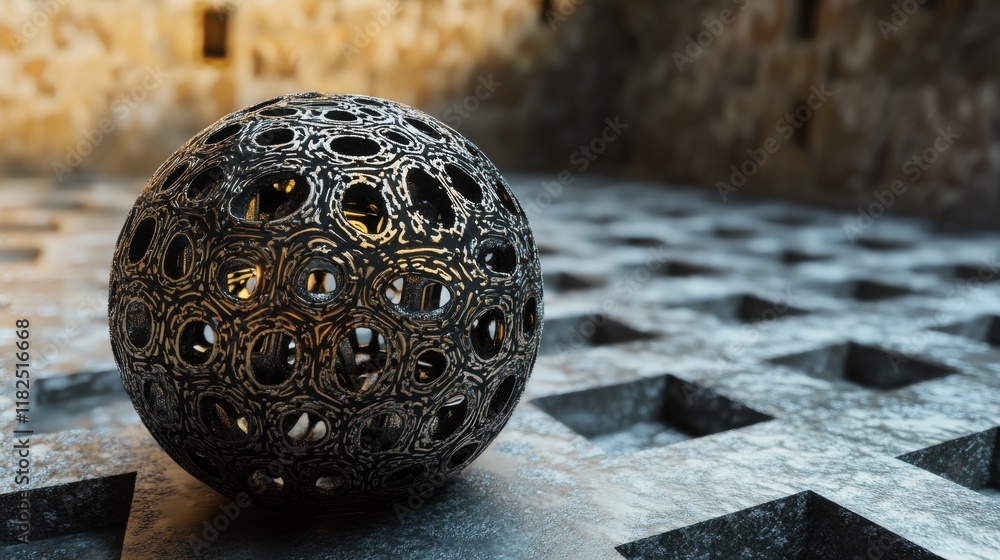 Poster intricate floating processor chip, showcasing detailed circuit patterns, suspended in mid-air, empha