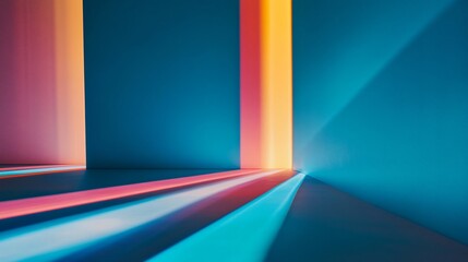 Abstract Colorful Room Neon Light Rays Minimalist Background