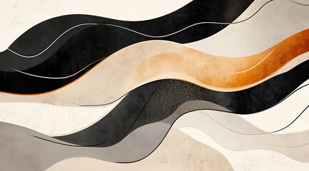 Obraz premium Abstract Wavy Lines in Earthy Tones and Black