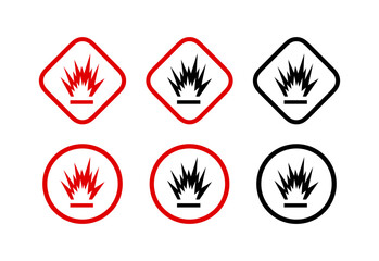 Standard pictogram for flammable substances. Explosive substances
