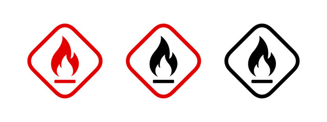 Standard pictogram of flammable icons. Flammable materials