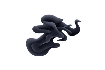 Obraz premium An Abstract dark fluid shape with smooth curves and flowing design, resembling smoke or liquid. form is dynamic and artistic, creating sense of movement and depth