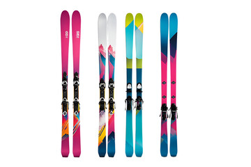 High-Quality Mountain Skis Isolated on a White Background &ndash; Ideal for Winter Sports Lovers and Outdoor Adventure Enthusiasts