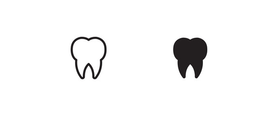 Obraz premium Tooth icon, dental care element of dentistry icons button, vector, sign, symbol, logo, illustration, editable stroke, flat design style isolated on white