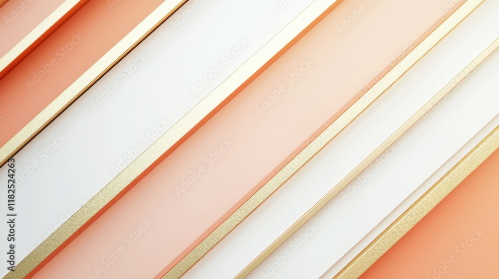 Poster modern minimalist design with smooth diagonal streaks in coral and gold abstract art clean gradient 
