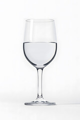Fototapeta premium A clear wine glass filled with pure water isolated on white background