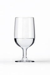 Fototapeta premium A clear wine glass filled with pure water isolated on white background