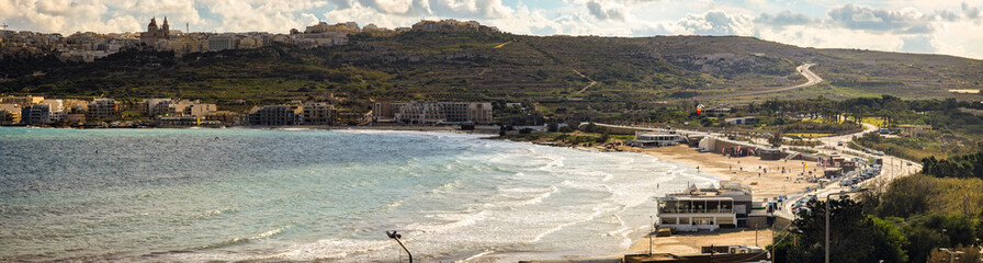 Aerial footage in Malta during winter holidays.	