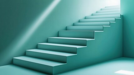 Obraz premium Modern staircase design in teal gradient interior architecture high detail minimalist style