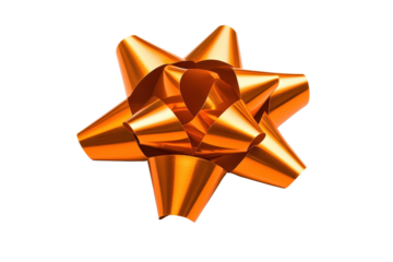 A shiny orange gift bow with glossy finish, perfect for decorating presents and adding festive touch to any occasion. vibrant color and elegant design make it ideal for celebrations