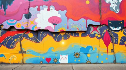  A bold acrylic painting of a painted concrete wall featuring