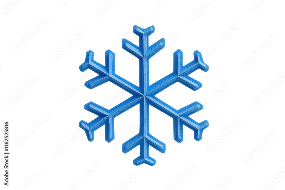 Poster a blue snowflake with geometric design, symbolizing winter and cold weather, isolated on transparenc
