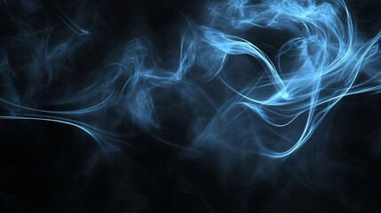 Fototapeta premium Abstract Blue Smoke Swirls on Black Background