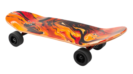 Orange and Black Marble Skateboard  Cruiser  Deck  Wheels  Sport  Recreation  Fun  Extreme