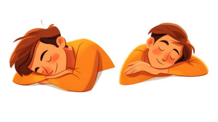 Peaceful Boy Sleeping  Cartoon Illustration  Dreamy Rest  Sweet Dreams  Kiddo Napping