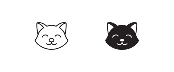 cat head icon, kitten icons button, vector, sign, symbol, logo, illustration, editable stroke, flat design style isolated on white