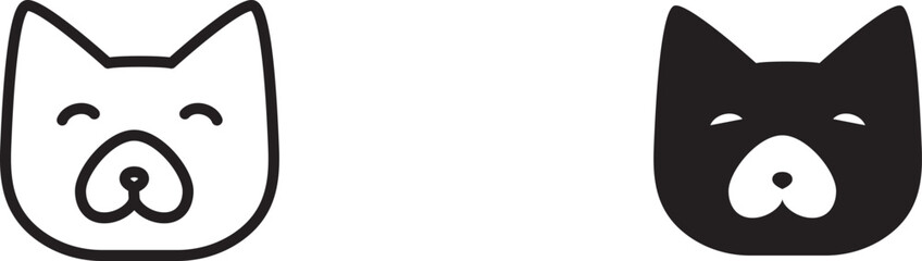 cat head icon, kitten icons button, vector, sign, symbol, logo, illustration, editable stroke, flat design style isolated on white