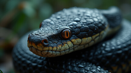 Fototapeta premium Macro Raindrops on Snake Scales