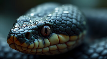 Obraz premium Macro Raindrops on Snake Scales