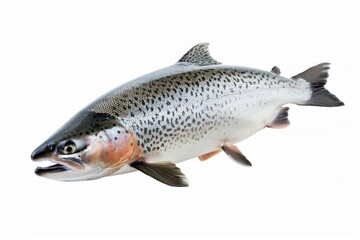 Naklejka premium Fresh Norwegian Salmon on White Background