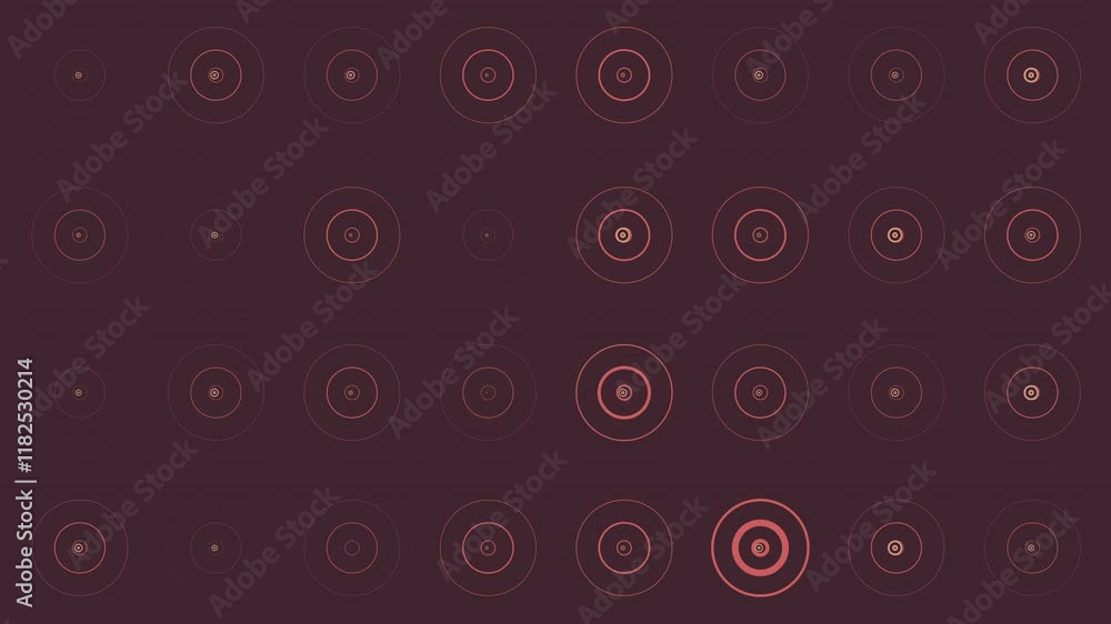 Poster concentric circles pattern on dark red background