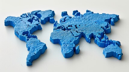 Blue foam world map puzzles on white surface
