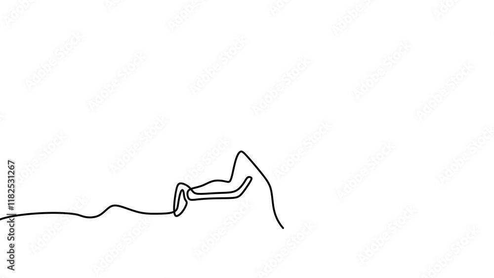Poster continuous drawing line art of running with black line and white background. one line animation