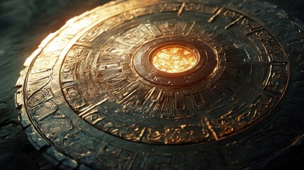 Radiant Shield with Intricate Designs, a symbol of protection and artistry, showcasing detailed craftsmanship and luminous beauty.