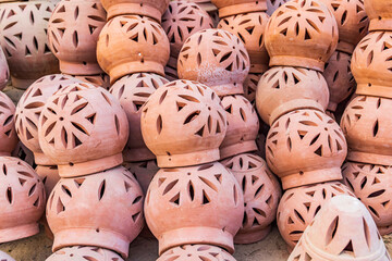 Faiyum, Egypt. Ceramic lanterns for sale.