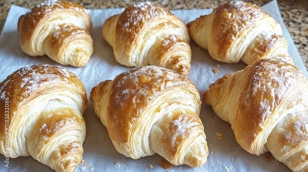 Wall mural Delicious Golden Brown Croissants Bakery Pastry