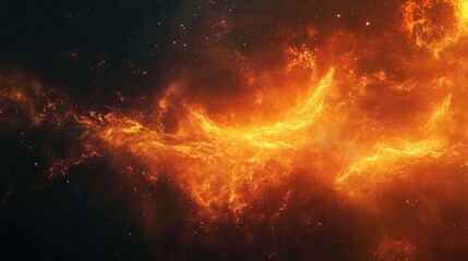 Vibrant orange flame dancing in the void, capturing the essence of heat and energy in a mesmerizing display of light and movement