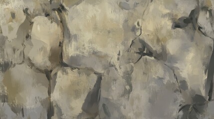 Abstract Landscape Painting with Muted Colors and Textural Details