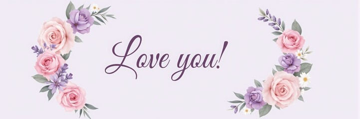 Fototapeta premium Lavender and pink floral wreath with 