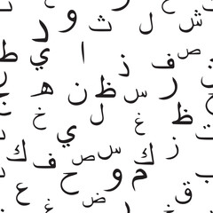 Seamless pattern with elegant and intricate Arabic, Persian alphabets, showcasing the beauty of writing with smooth and harmonious repetition