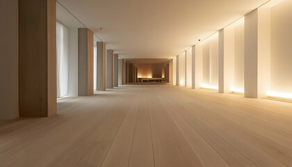 Obraz premium Light wooden flooring in a minimalist interior with soft natural lighting -