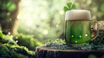 Celebrate the luck of the Irish! This festive St. Patrick&rsquo;s Day background features a vibrant green hue, subtle bokeh effects, and classic holiday decorations, perfect for your designs and celebrate.