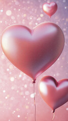 Love is in the air! Celebrate Valentine&rsquo;s Day with this dreamy backdrop of pink heart-shaped balloons and soft white bokeh lights, perfect for adding a touch of romance to any design.